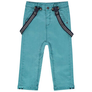 Pantalon en toile surteint avec bretelles élastiquées amovibles 