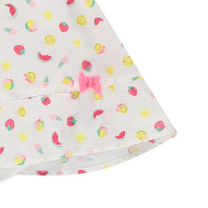 Robe 2 en 1 en voile de coton armuré avec imprimé Smiley et bloomer intégré 