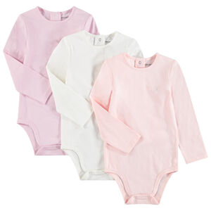 Lot de 3 bodies unis à manches longues en jersey print logo 