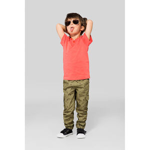 Junior - Tee-shirt manches courtes en slub col tunisien 