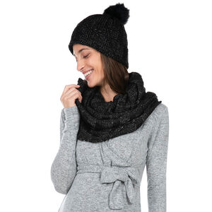 Ensemble bonnet et snood en tricot mélangé de fil brillant 