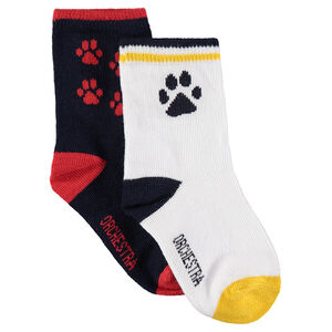 Lot de 2 paires de chaussettes assorties avec empreintes en jacquard 