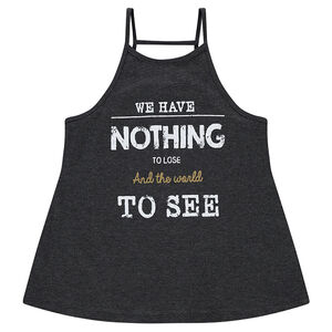 Junior - Débardeur côtelé avec message printé et dos fantaisie 