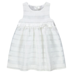 Robe de cérémonie blanche avec rayures et noeud satiné 