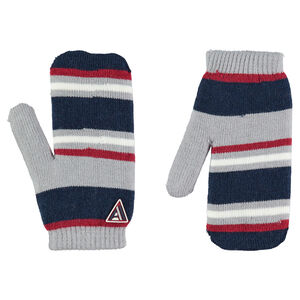Moufles en tricot rayé avec badge en gomme et intérieur sherpa 