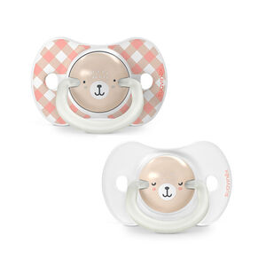Lot de 2 sucettes silicone SX Pro 0-6M Wild&Free jour/nuit rose 