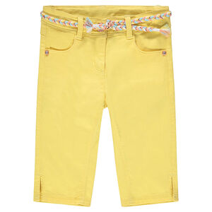 Pantacourt en coton uni avec ceinture tressée amovible 