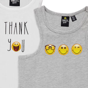 Lot de 2 débardeurs maillots de corps print Smiley 