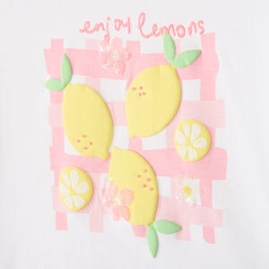T-shirt manches courtes print 3D citron fille 