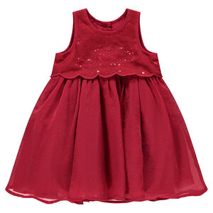 Robe de fête rouge effet 2 en 1 avec sequins 
