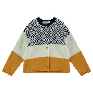 Gilet en tricot contrasté avec motif jacquard 
