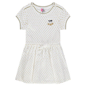 Robe manches courtes en jersey à pois all-over 