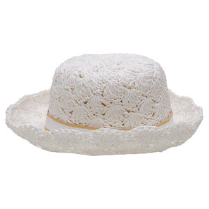 Chapeau effet paille avec galon et noeud plat 