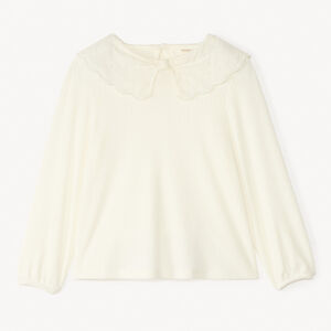 Tunique à manches longues avec col Claudine en broderie anglaise fille 