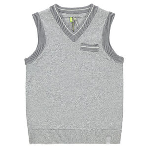 Pull sans manches col V avec poche fantaisie 