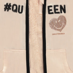 Jogging en satin et velours avec inscription en sequins Smiley  