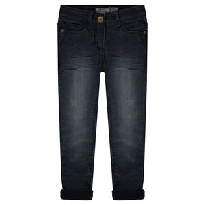 Jeans effet used et crinkle doublé micropolaire 