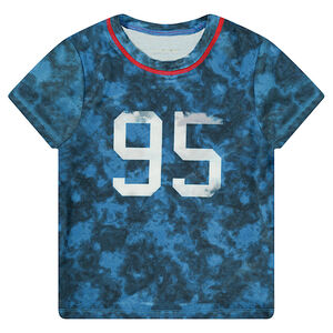 Tee-shirt manches courtes effet surteint avec chiffres printés sur le devant 