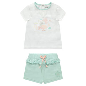 Ensemble avec tee-shirt print poisson et short volanté 