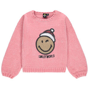 Pull en maille chenille avec Smiley en sequins esprit Noël 