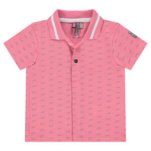 Polo manches courtes en piqué de coton imprimé noeuds 
