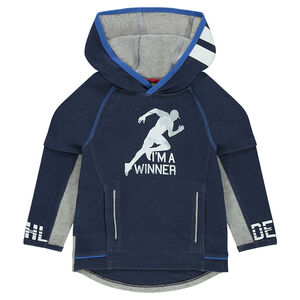 Sweat en molleton à capuche avec print esprit sport et poches zippées 