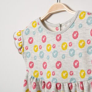 Robe manches courtes volantées à imprimé fantaisie all-over 