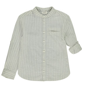 Chemise manches longues retroussables et rayée garçon 