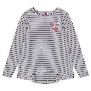 Junior - Tunique rayée à côtes avec badges fantaisie 