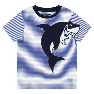Tee-shirt manches courtes en jerey avec requin brodé 