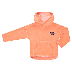 Sweat à capuche en molleton surteint avec badge patché forme écusson 