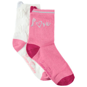 Lot de 2 paires de chaussettes à bords-côtes fantaisie 