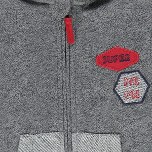 Gilet à capuche en molleton fantaisie avec badges patchés 