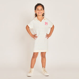 Robe polo col évasé à rayures fille 