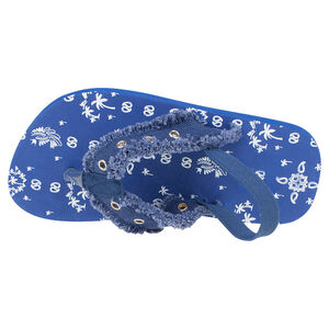 Tongs imprimées avec bride textile et eyelets métalliques 