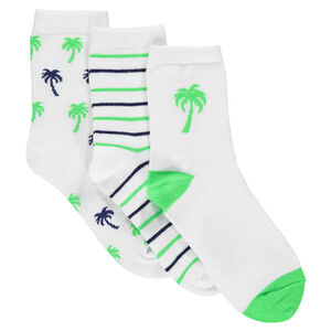 Lot de 3 paires de chaussettes assorties avec rayures et palmiers 