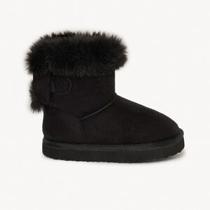 Bottines avec faussure fourrure et nœud pour bébé fille 