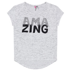 Junior - Tee-shirt en jersey effet slub avec message printé 