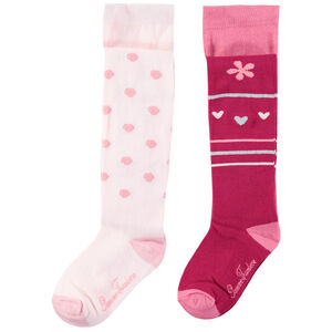 Lot de 2 collants épais à motifs pois/coeurs en jacquard  