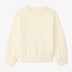 Sweat en molleton broderie fleurie fille 