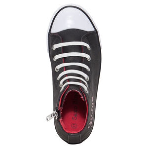 Baskets montantes noires pailletées à lacets élastiqués et zip 