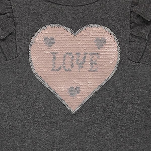 Sweat en molleton avec volants et coeur en sequins magiques 