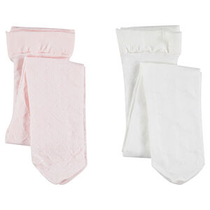 Lot de 2 collants fins avec motif jacquard ton sur ton 