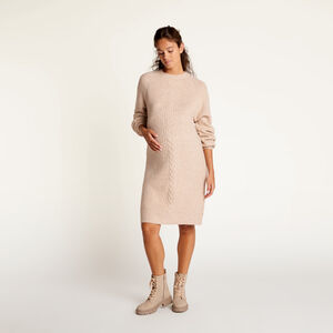 Robe de grossesse en tricot à torsades manches longues 
