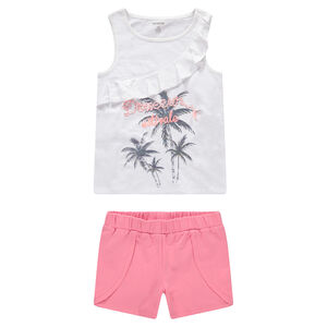 Junior - Débardeur en jersey avec volant et palmiers imprimés 
