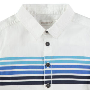 Chemise manches longues en coton à rayures et requin printé 