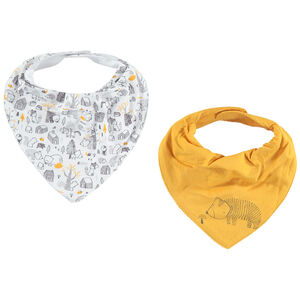 Lot de 2 bavoirs forme bandana imprimés thème forêt 