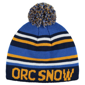 Bonnet en tricot rayé doublé sherpa avec pompon  