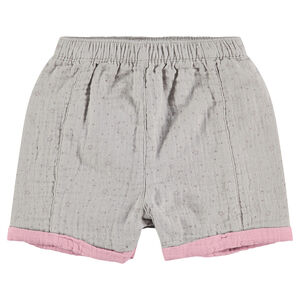 Short en coton doublé effet gaufré avec petites étoiles imprimées 