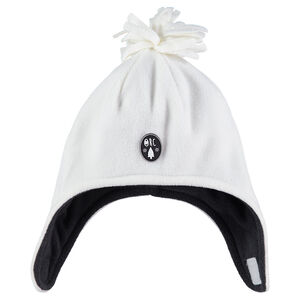 Bonnet péruvien en micropolaire avec pompon et badge 